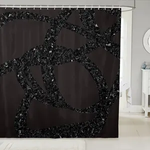Black Shower Curtain,72W"x84"L Geometric Stripe Bathroom Shower Curtain Set,Modern Art Abstract Bathroom AccessoriesWashable
