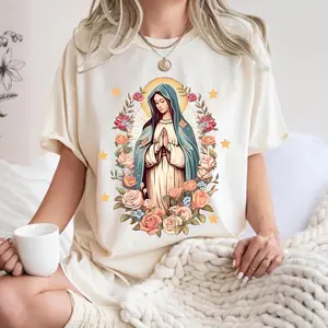 Our Lady of Guadalupe T-shirt, The Virgin Mary, Floral, Church, Faith Tee