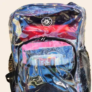 Transparent Clear School Backpack with Reinforced Straps and Pockets - Lightweight and Waterproof for School-Goers
