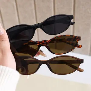 3 PCS Retro Oval Sunglasses for Women Chic Cat Eye 90s Sunnies Lightweight Narrow Shades Trendy UV Protection Sunglasses Vintage Rich Girl Sunglasses Women Sunglasseswomen summerwins