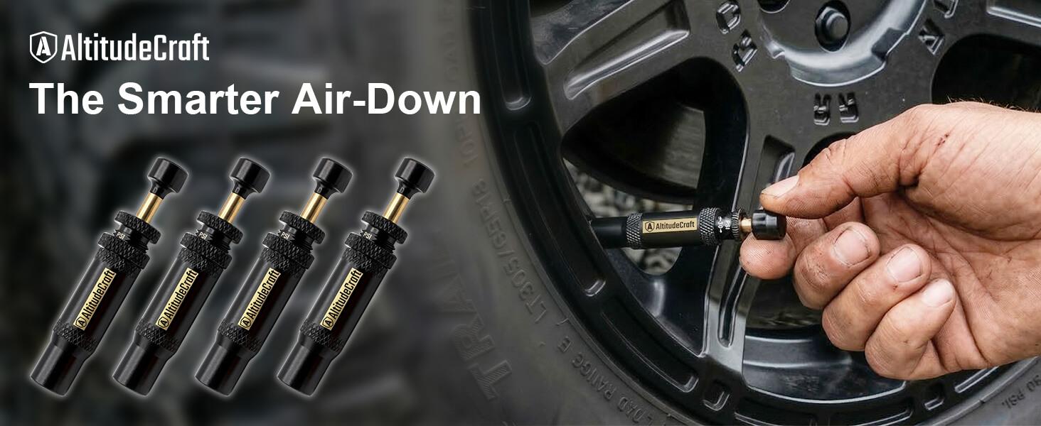 AltitudeCraft 4-Pack Automatic Tire Deflators, Hands-Free Rapid Air Down in Minutes for Beach & Trail, 10-30 PSI Off-Road Gear