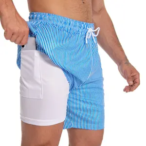 JUNBAOSS Mens Swim Trunks with Anchor,Compression Stretch Beachwear Quick Dry Striped with Pockets No-Chafing Board Shorts,Breathable Fit Hawaii Beach Shorts Swimwear Bathing Suits Blue Solid Green  FallFreshness Vacation Outfit Drawstring Waist,summervib