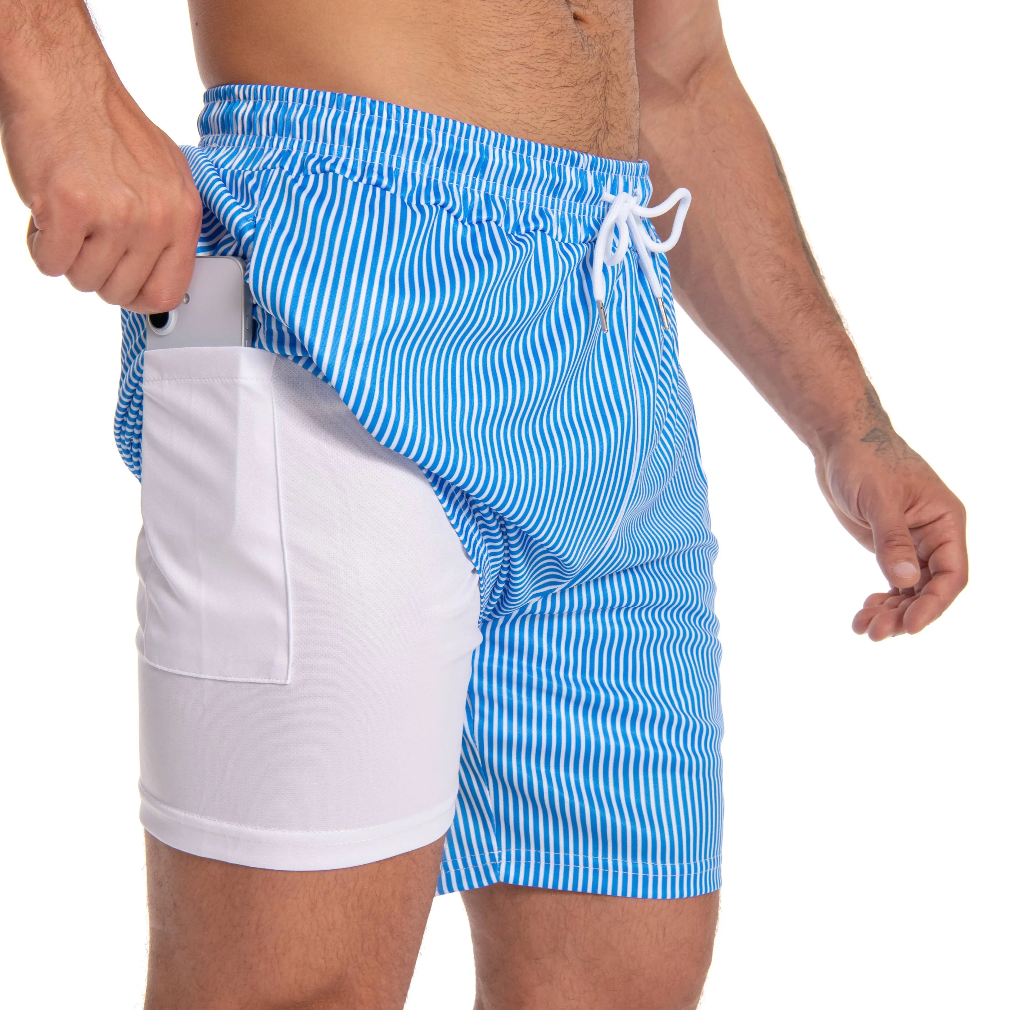 JUNBAOSS Mens Swim Trunks with Anchor,Compression Stretch Beachwear Quick Dry Striped with Pockets No-Chafing Board Shorts,Breathable Fit Hawaii Beach Shorts Swimwear Bathing Suits Blue Solid Green  FallFreshness Vacation Outfit Drawstring Waist,summervib