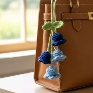 Handcrafted Cotton Flower Pendant for Car or Bag - Elegant Handmade Charm - Perfect Gift for Various Occasions Decoration Carkeyring