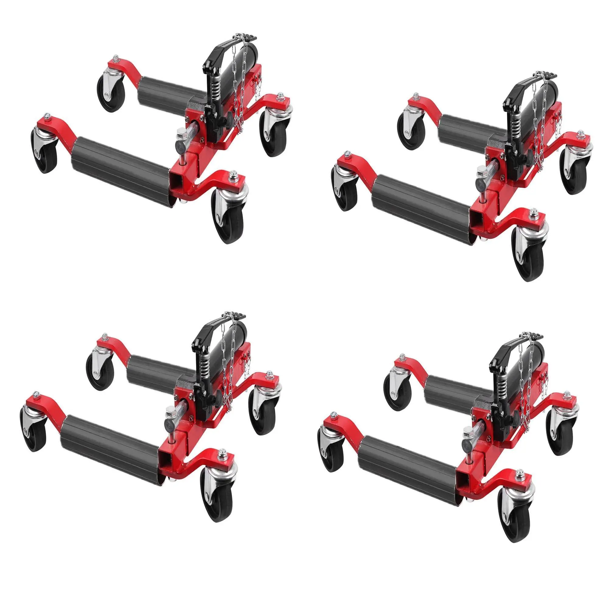 4 Pcs Car Wheel Dolly with Hydraulic Tire Jack, 1500 LBS Capacity Trailer Dolly for Vehicle Positioning for Truck RV Trailer, Red