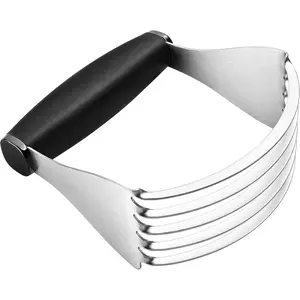 Dough Blender For Baking, Heavy Duty Dough  Tool, Stainless Steel Pastry  Tool with  & Sturdy , Pastry Blender for Easy Mixing, Dishwasher Safe - XL Size - Black