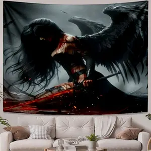 Sweet Tapestries Injured dark angel with sword Unique art Home decoration