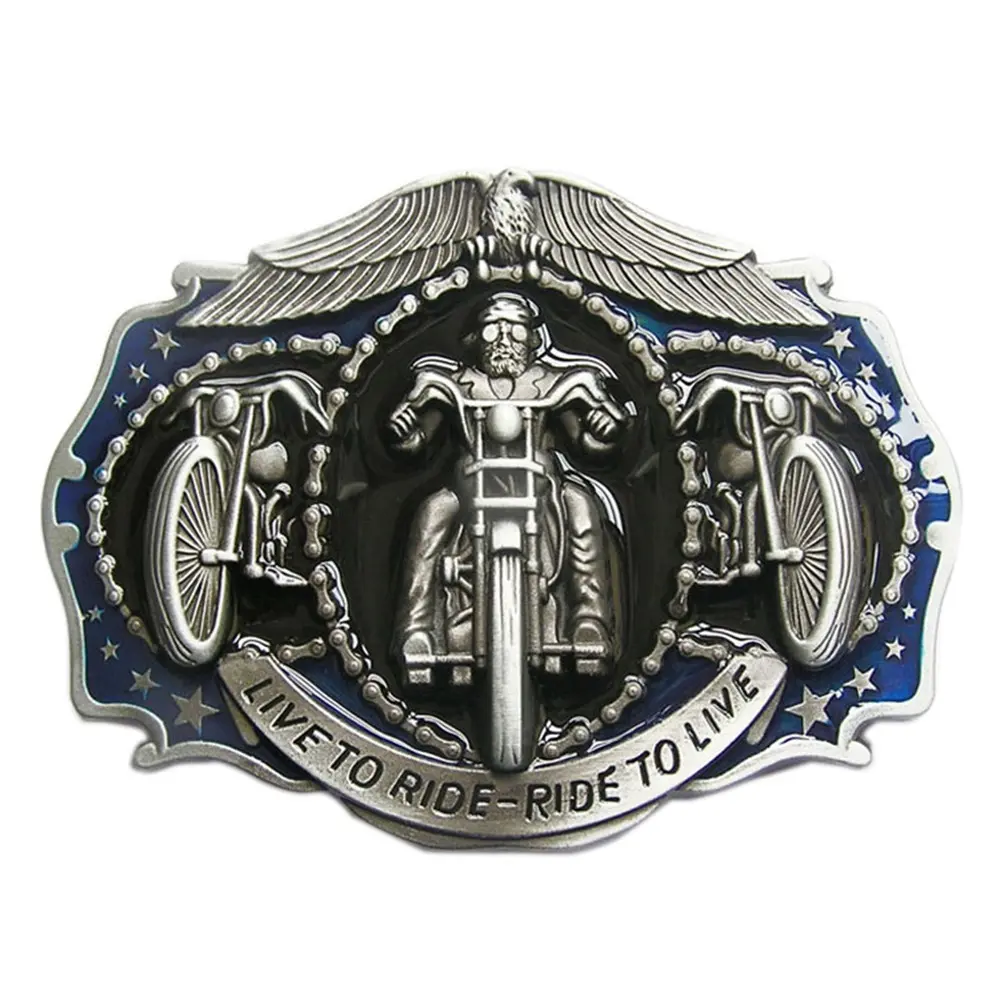 Vintage Style Motorcycle Enamel Belt Buckle for Men, Biker Rider Fashion Accessory