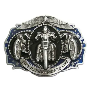 Vintage Style Biker Rider Enamel Belt Buckle Motorcycle Men