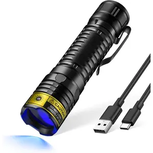 UV Flashlight 365nm Blacklight LED Black Light, Mini but  Woods Lamp Rechargeable Ultraviolet Flashlights USB -C, Pet   Detector, for Uranium Glass, Rock,  Curing