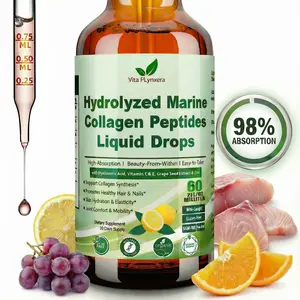 Marine Collagen Peptides Liquid Drops, Hydrolyzed Multi Type I & III Collagen w. Vitamin C E Grape Seed Extract for Joint, Skin, Hair & Nail, Liquid Collagen High Absorption for Women Men, Wild-Caught
