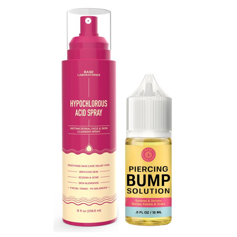 Piercing Bump Aftercare Kit – Saline & Hypochlorous Acid Piercing Aftercare Spray + Keloid Bump Removal Oil – Piercing Care & Healing