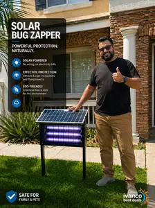 Solar Bug Zapper Light – 30W Big Size Triple UV Tube | Kills Mosquitoes | Covers 8,000 Sq Ft