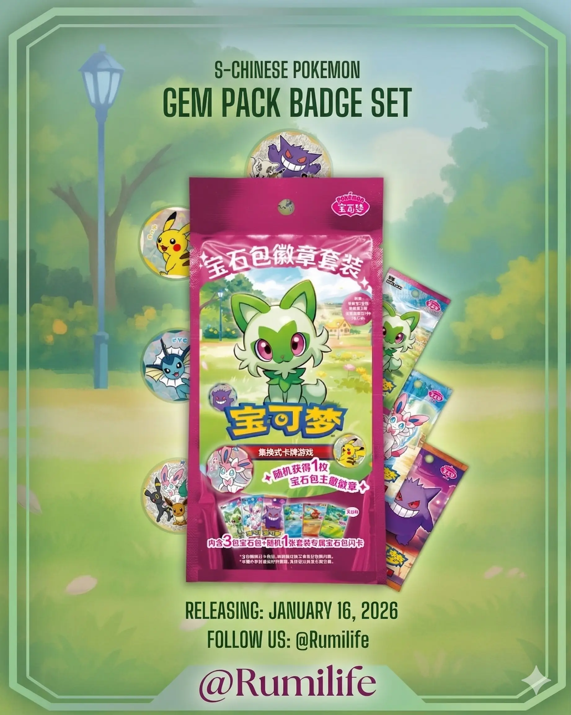 Pokémon CN TCG Exclusive Gem Pack Badge Set