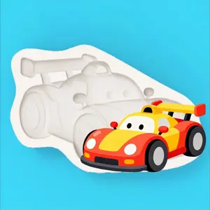 Cartoon Racing Car Silicone Molds, Theme Fondant Chocolate Making Silicone Molds, Fun Kitchen Tools for Baking & Cooking