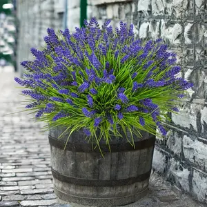 Outdoor artificial flowers, UV-resistant realistic lavender flowers and outdoor green shrubs, suitable for outdoor courtyards, gardens, flower beds, and hanging pot decorations
