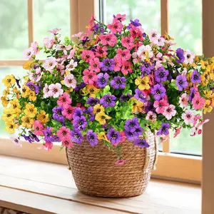24pcs artificial flower Spring grass flowers, UV resistant and fade resistant, suitable for party, home, wedding, garden, indoor and outdoor use, DIY, anniversary, birthday, Halloween and other festivals, suitable for decoration in all seasons in autumn