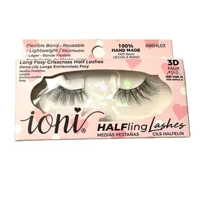 Ioni Long Foxy Crisscross 3D Faux Mink HALFling Eyelashes, 1 Pair Pack