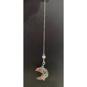 7 Chakra Hexagonal Divination Pendulum, Crescent moon Pendulum, Chakra Cresenvr