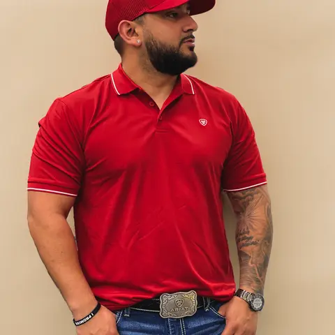 Ariat TEK Logo SMU Polo - Red/White