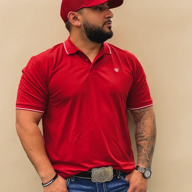 Ariat TEK Logo SMU Polo - Red/White