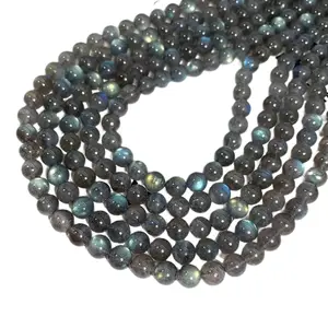 Natural AAAAA Blue Grey Labradorite Gemstone Smooth Round Loose Beads For DIY Jewelry Making Desig Handmade Crafts Bracelet, Necklace, Earrings AAA Quality 15.5 Inches Long, Semi Precious Stone, Spacer beads