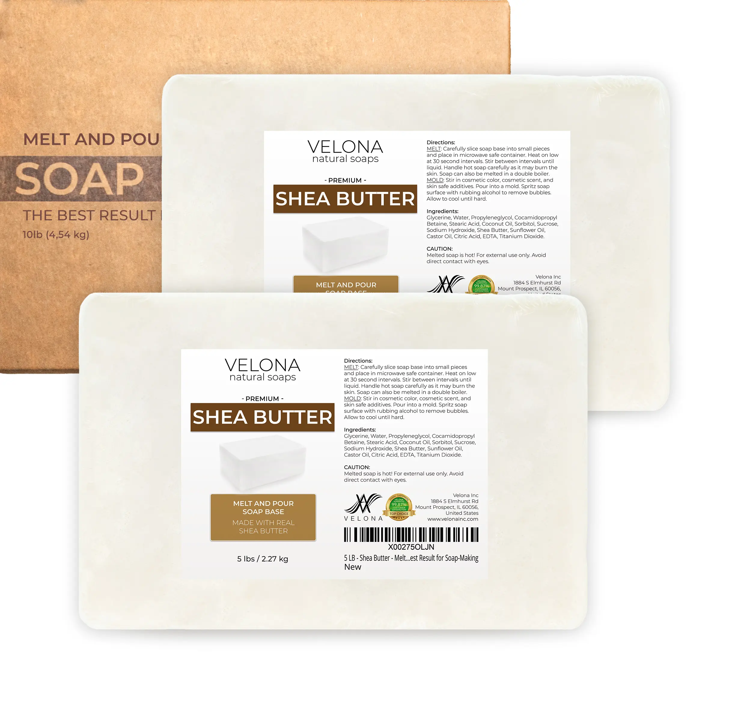 10 LB - Shea Butter - Melt and Pour Soap Base by Velona | SLS/SLES free | Natural Bars for The Best Result for Soap-Making