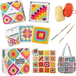 50pcs Crochet Hook Pattern Card Set, Classic Granny Square Designs, Clear Stitch Guide, Ideal for Beginners, DIY Blankets, Bags, Pillows, Handicraft