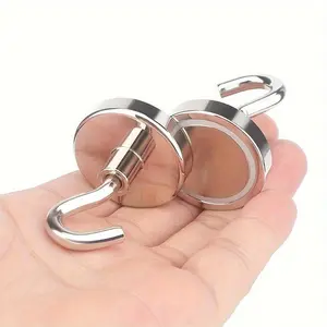 10pcs Polished Metal Magnetic Removable Hooks – Strong Adhesion, No-Drill, Multipurpose Use for Kitchen, Refrigerator, and Various Metal Surfaces