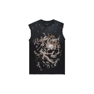 Tangie Black Oversized Cut Off T-Shirt