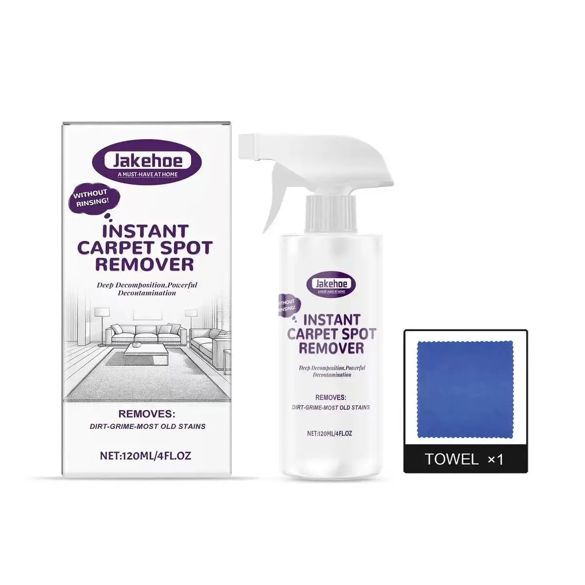 Jakehoe Carpet Cleaner, Effective Stain Remover for Upholstery & Rugs, Daily Use Home Cleaning Solution, Household Cleaner, Removes Dirt & Oil Spots, Powerful Cleaner