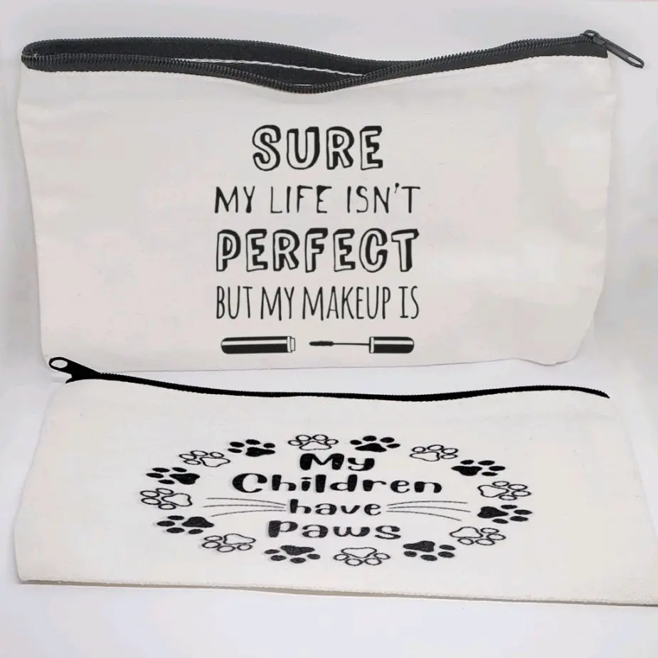 Customized Makeup Bag with Zipper, Travel Pouch, Add Your Own Slogan or Photo, Funny Slogan, Cosmetic Bag, Pencil Pouch