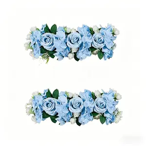 Hazy Blue Artificial Flowers, Light Blue Rose Hydrangea Arch Decoration, Elegant Floral Arrangement for Home Decor, Stylish Garden Accent