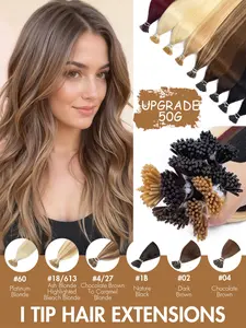 Real Hair I Tip Extensions, Soft and Natural Look, 50g and 30g Options, Cold Fusion Perfect for Beginners, No Shedding Soft & Natural Itip Human Hair Extensions Portable Compact for Travel & Touch-Ups Romantic Length & Volume Must-Have Hairpieces for Cosp