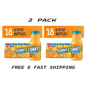 ( 2 PACK) SUNNYD Tangy Shelf Stable Orange Juice Drink, 18 Count, 6.75 fl oz.