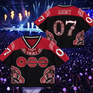 Mesh Baseball Jersey Shirt Unisex, Kpop Inspired Korean Streetwear, Breathable Button Up Tee, Fan Outfit, Music Lover Gift