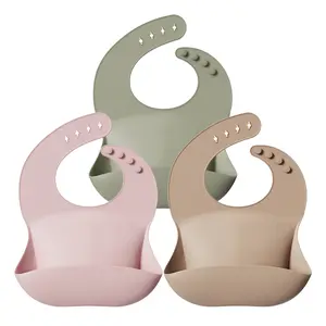 Three-Piece Baby Silicone Bib Set, Washable Soft Adjustable Waterproof Feeding Bibs, Essential Infant Clothing Accessories