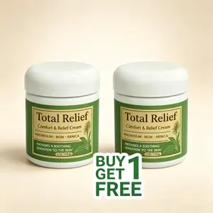 [Buy 1 Get 1 Free]Total Relief Magnesium Cream for Comfort – Fast-Absorbing MSM & Arnica Cream for Healthy, Comfortable Nerves and Daily Comfort – 8 Fl Oz (Pack of 2)