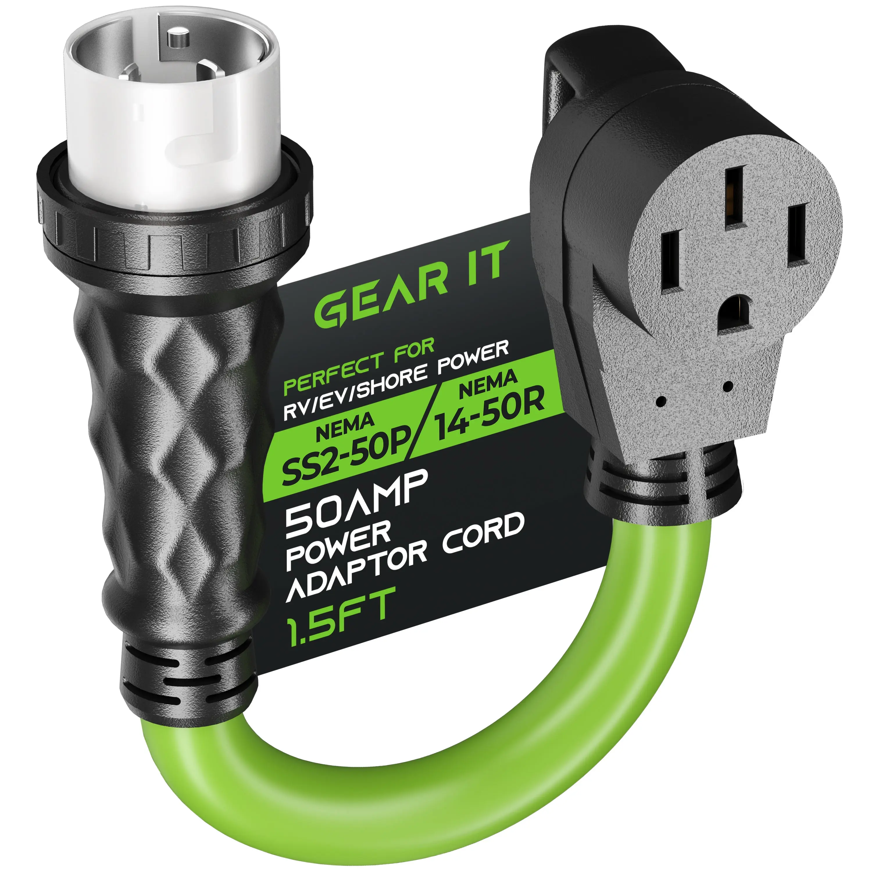 50 Amp NEMA SS2-50P to 14-50R Shore Power Adapter Cord - 1.5 Feet