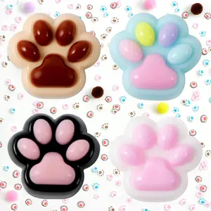 4 Pcs Taba Paw Squeeze Toys – Easter Gifts for Kids & Adults, Colorful Kawaii Mochi Squishies, Cat Paw Fidget Toys for Party Favors