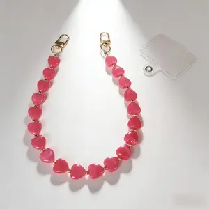 Heart Beaded Bag Chain Extender, Tiktok Viral 2026 Trendy Design, Aesthetic Hardware, Multicolor Anti-Lost Phone Lanyard, Charm