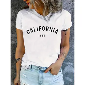 Trendy California Print Tee for WomenWomen's Casual Short-Sleeve Tops