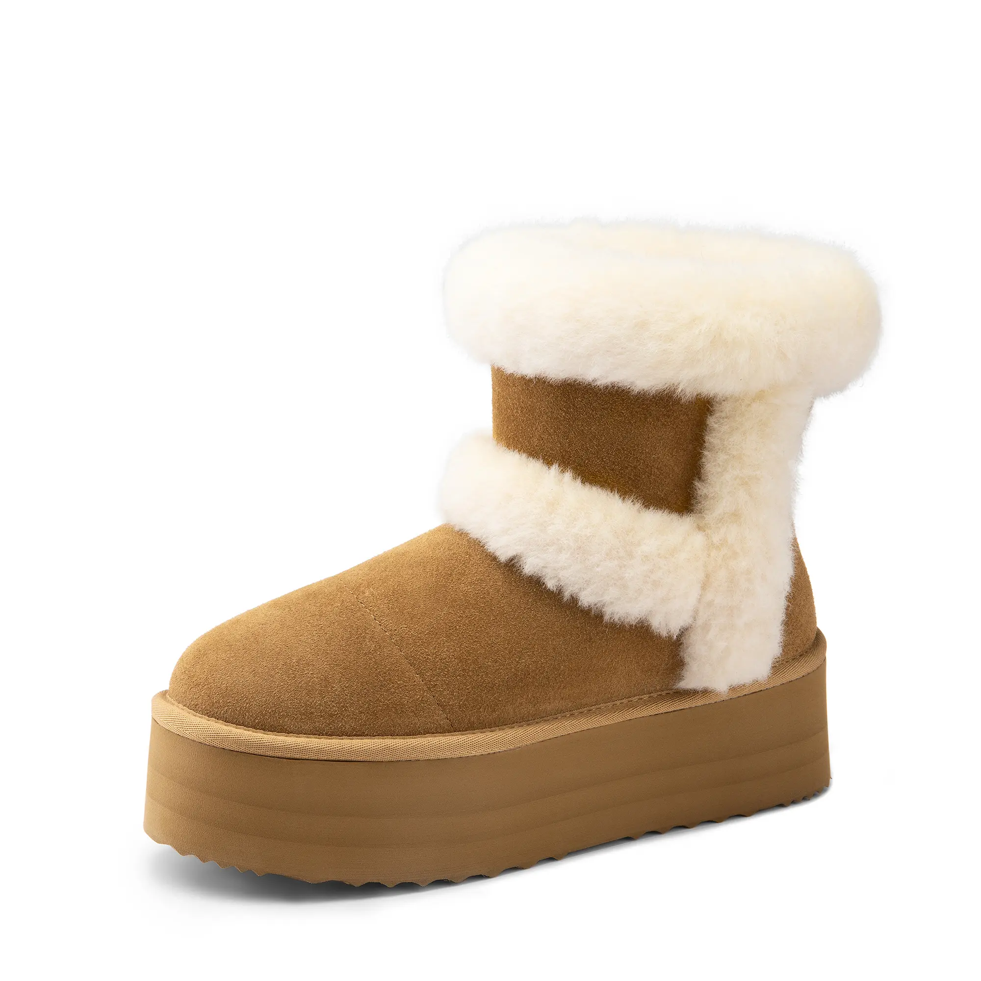 DREAM PAIRS Women's FuzzyChic Suede Platform Snow Boots - Thick-Soled, Fluffy, Warm Winter Footwear with Triple-Layer Insole