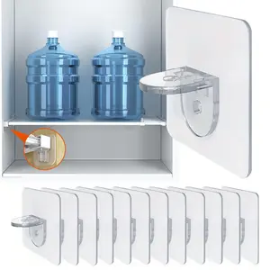 No Drill Adhesive Shelf Bracket - 10PCS Heavy Duty Plastic Shelf Support Pegs with Strong 3M Tape, Punch Free Reinforced Design for Kitchen Cabinet, Closet, Bookshelf - Easy Peel & Stick, Damage-Free Removal