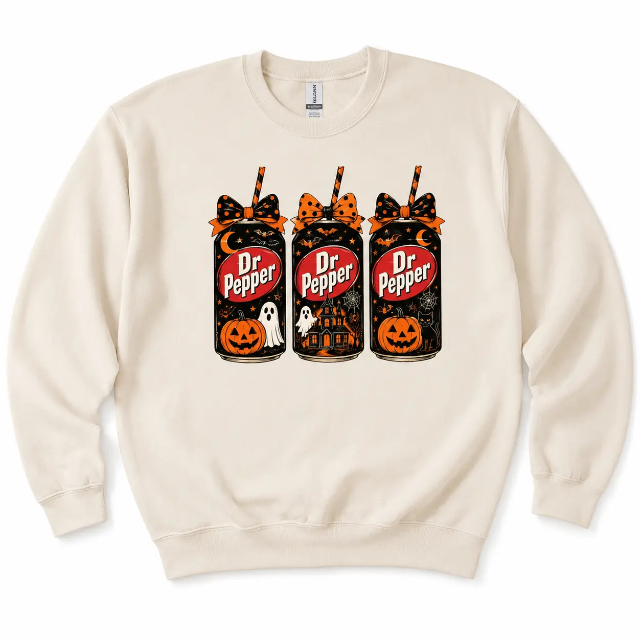 Gildan Spooky Soda Sweatshirt, Retro Halloween Soda Can Crewneck, Coquette Bow Ghost Pumpkin Black Cat Pullover