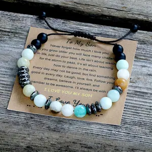 GTHIC To My Son I Love You Morse Code Bracelet Fashion Jewelry Accessories for Men Daily Wear Charms Birthday Gift, Male, Beads