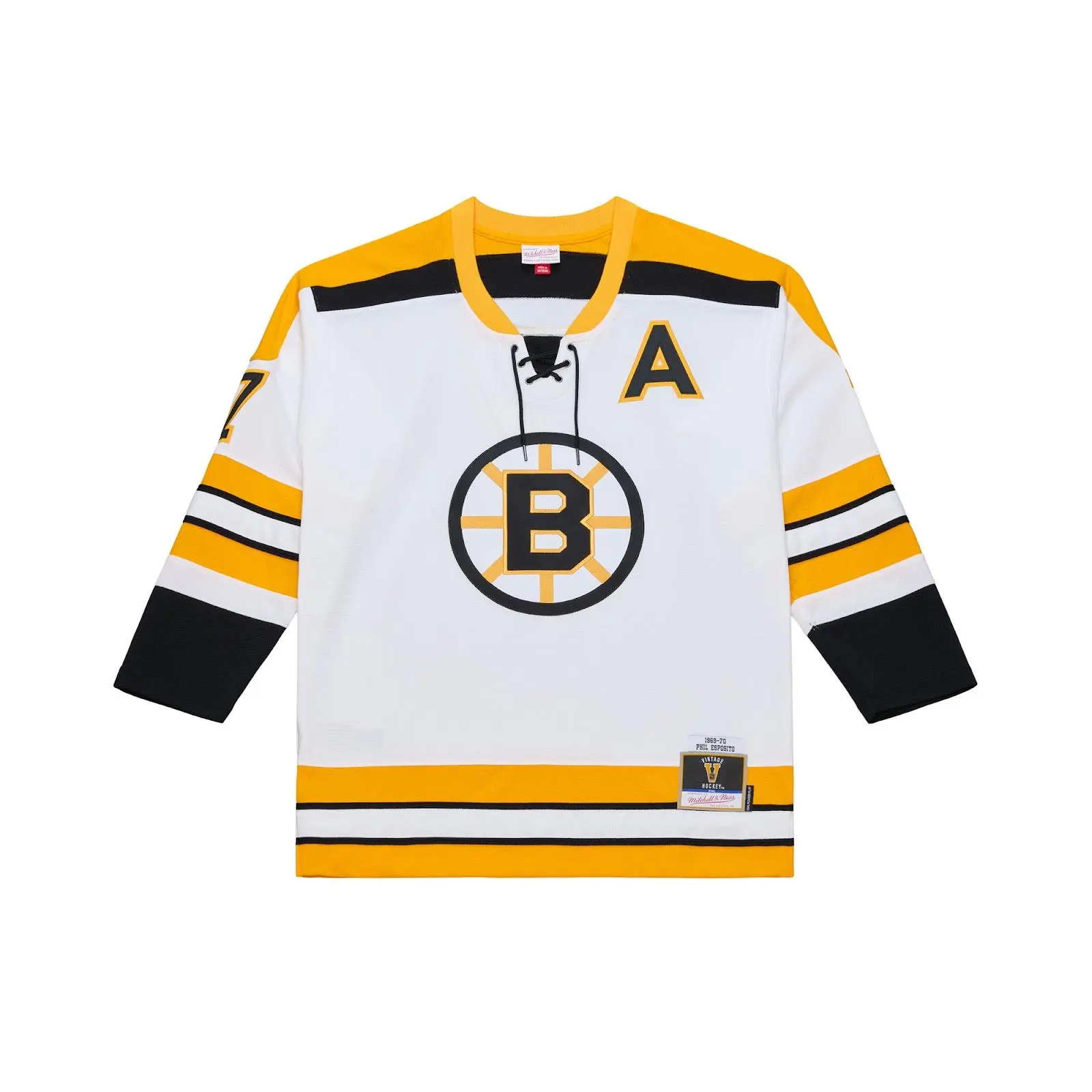 Phil Esposito Boston Bruins 1969-70 White Power Play Jersey NHL Throwback Hockey Fan Gear Mitchell & Ness