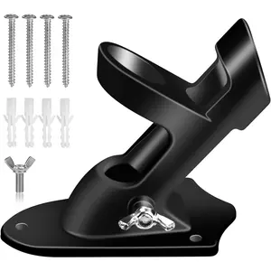 Flag Pole Holder Brackets,  1" Flag Pole Mounting Bracket with Hardwares for House Wall Mount, 1" Inner Diameter, Two Positions & Aluminium Alloy, Rust Free Coated (Black - 1 Pack)