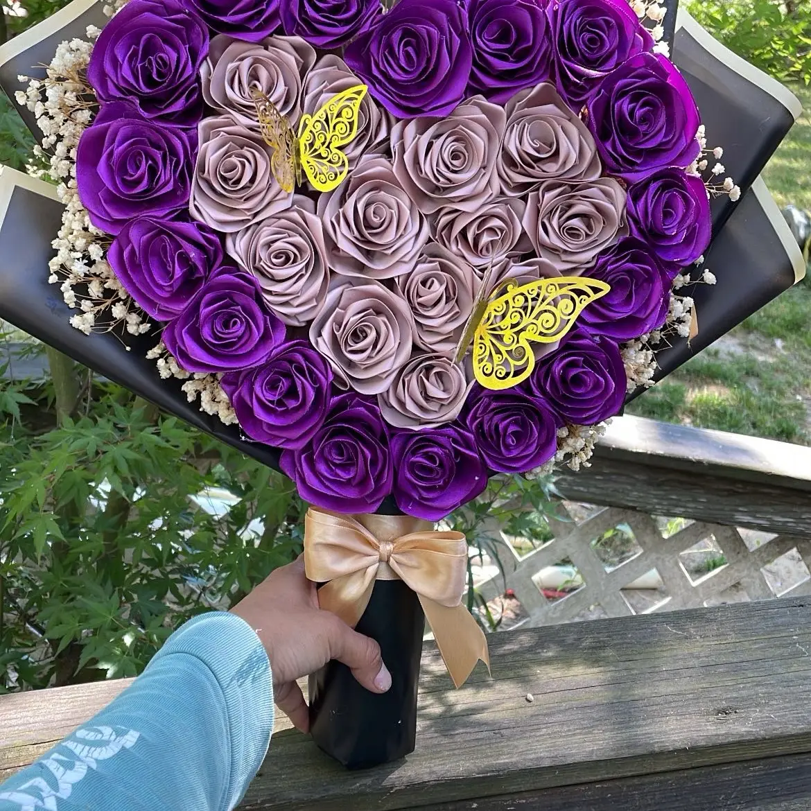 Purple Heart Shape Rose Bouquet