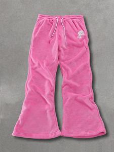 unisex's thermal lined embroidery drawstring waist sweatpants, casual street pocket trousers for daily wear, unisex's bottoms for all seasons